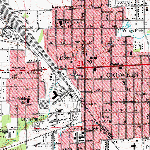 Topographic Map of Burch Log Cabin (historical), IA