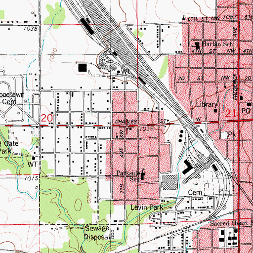 Topographic Map of Church of Christ - West Side, IA