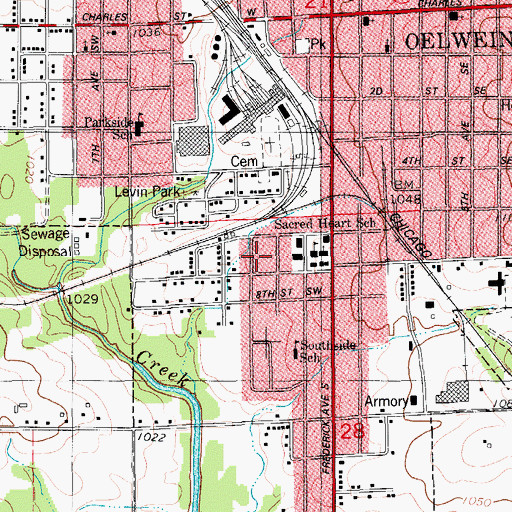 Topographic Map of Sacred Heart Church, IA