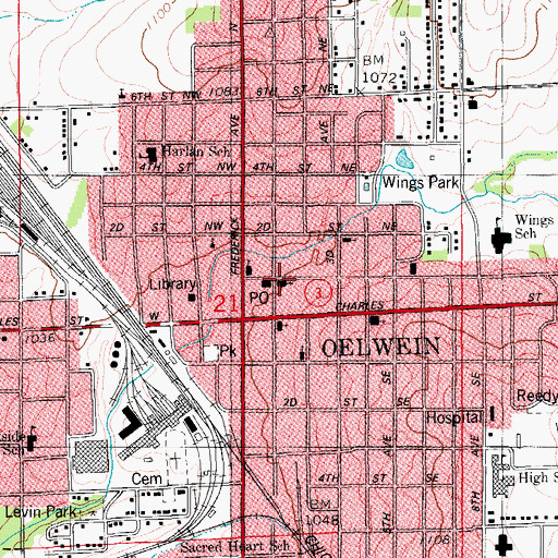 Topographic Map of First Baptist Church, IA