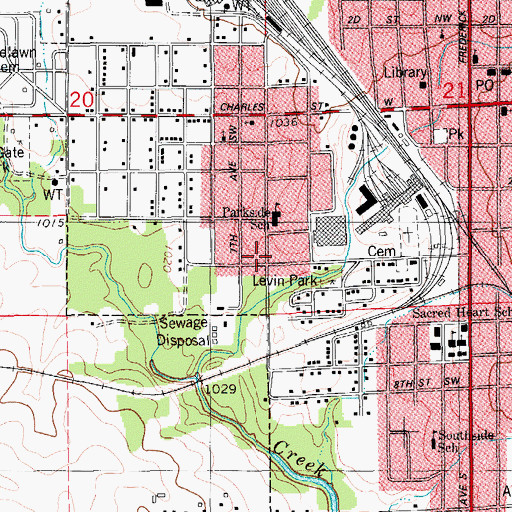 Topographic Map of Bahai' Faith, IA