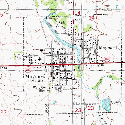 Topographic Map of Harlan Township Fire Department, IA