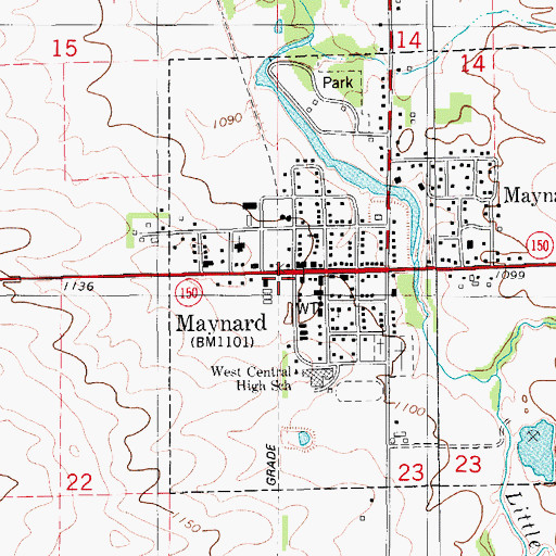 Topographic Map of Maynard Cooperative Company Elevator, IA