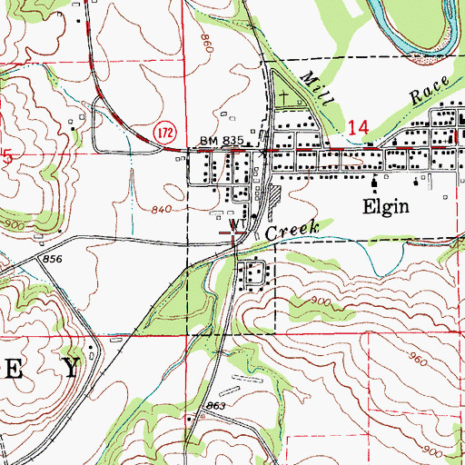 Topographic Map of Elgin Fire Department, IA