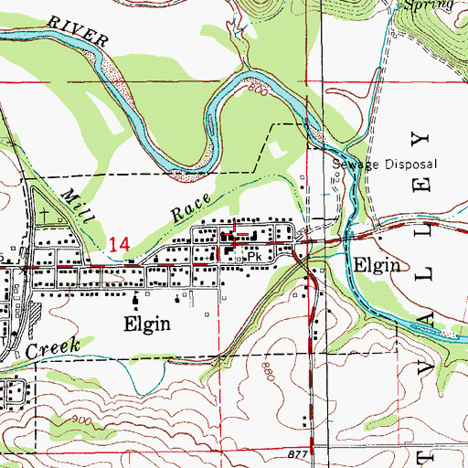 Topographic Map of Elgin City Hall, IA