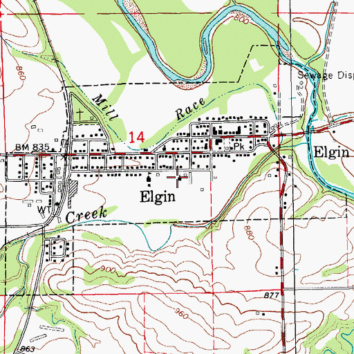 Topographic Map of Elgin Lutheran Church, IA
