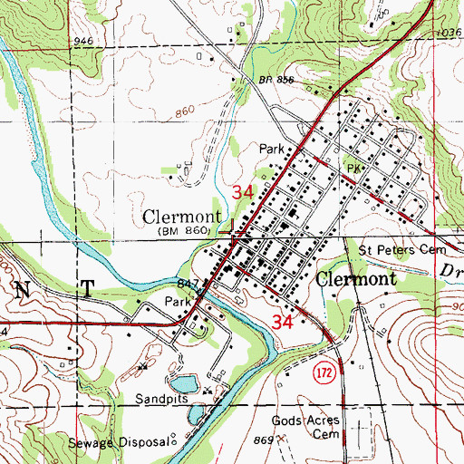 Topographic Map of Clermont Museum, IA