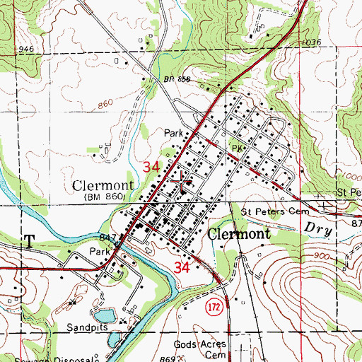 Topographic Map of Clermont Police Dept, IA