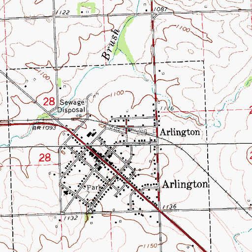 Topographic Map of Arlington (historical), IA