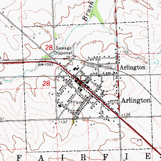 Topographic Map of Arlington Public Library, IA