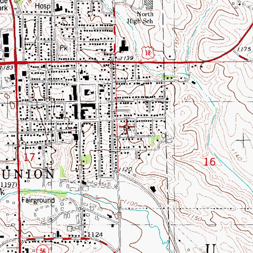 Topographic Map of Clark Park, IA