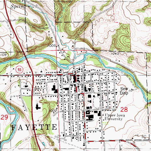Topographic Map of Fayette Town Hall, IA