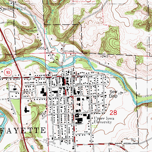 Topographic Map of Fayette Post Office, IA