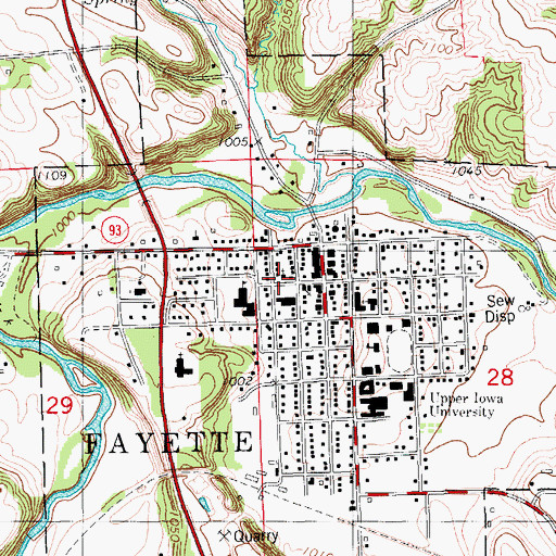 Topographic Map of Fayette Church, IA
