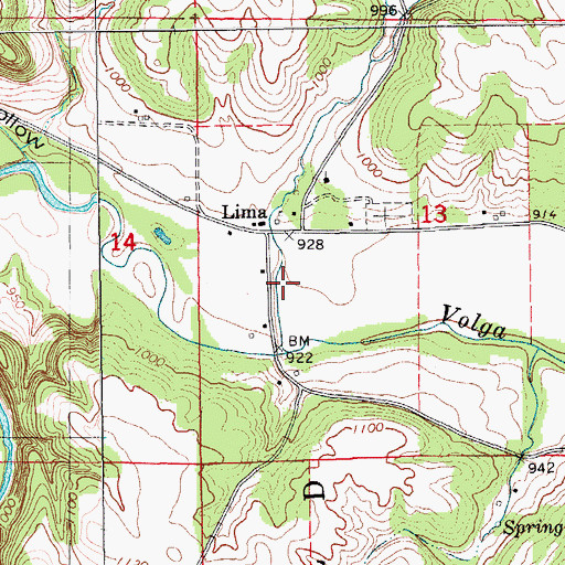 Topographic Map of Lima Church, IA