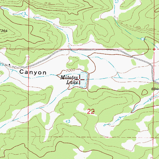 Topographic Map of Mitotes Lake, CO