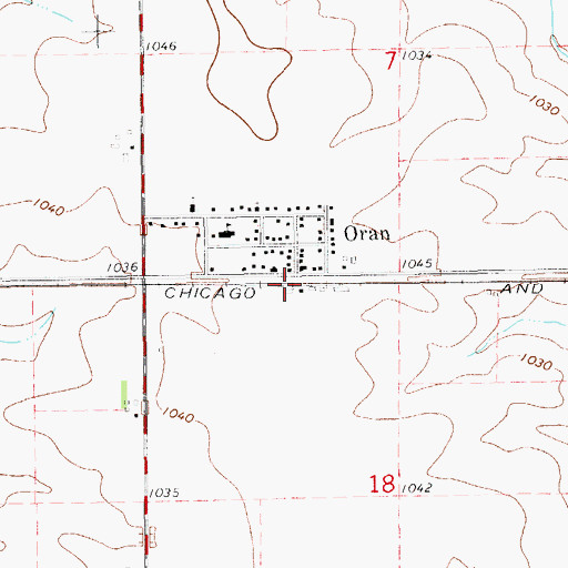Topographic Map of Oran (historical), IA