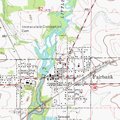 Topographic Map of Fairbank Cemetery, IA