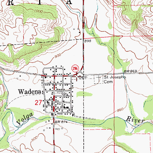 Topographic Map of Wadena Cemetery, IA