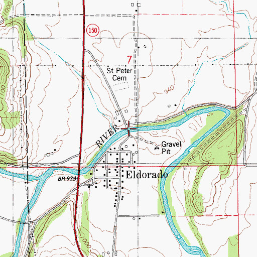 Topographic Map of Eldorado Bridge, IA