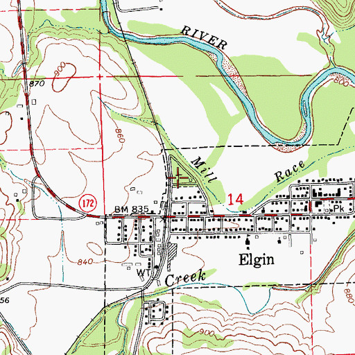 Topographic Map of Elgin Cemetery, IA