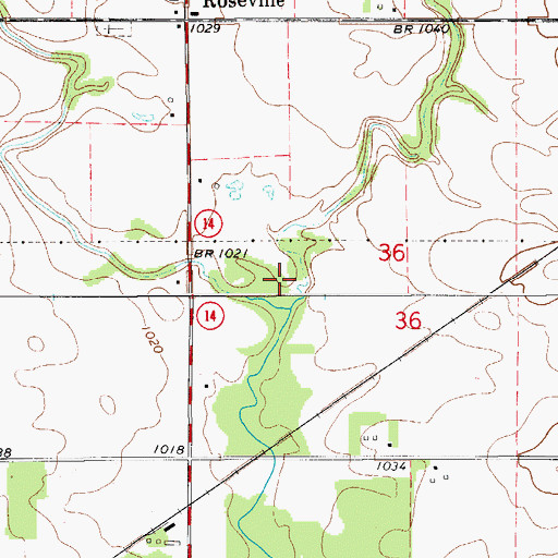Topographic Map of Koebrick Wildlife Area, IA