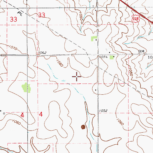 Topographic Map of Riverton Post Office (historical), IA