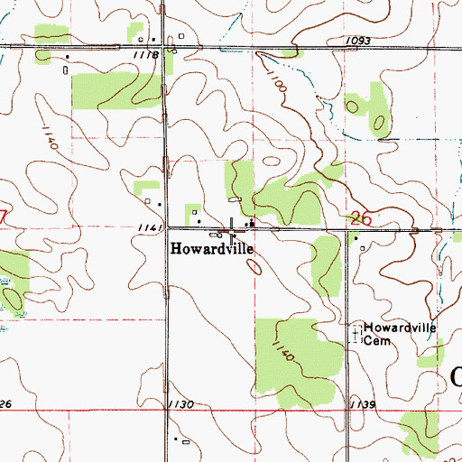 Topographic Map of Howardville Post Office (historical), IA