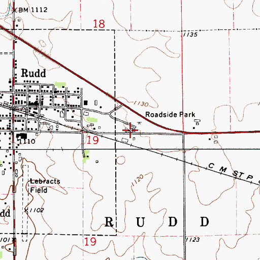 Topographic Map of Flood Creek Post Office (historical), IA