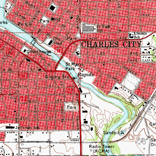 Topographic Map of Charles City Trail, IA