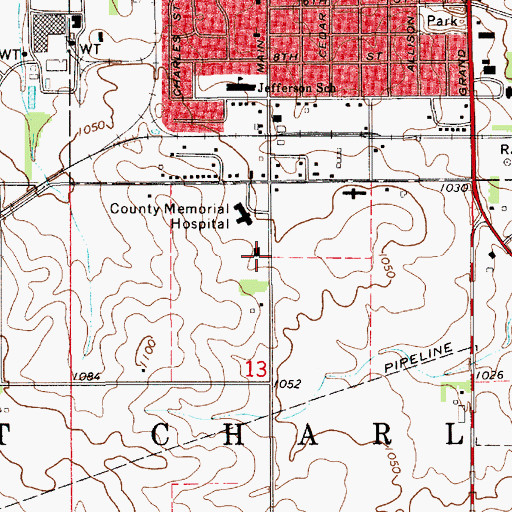 Topographic Map of Mercy Family Care Center - Charles City, IA