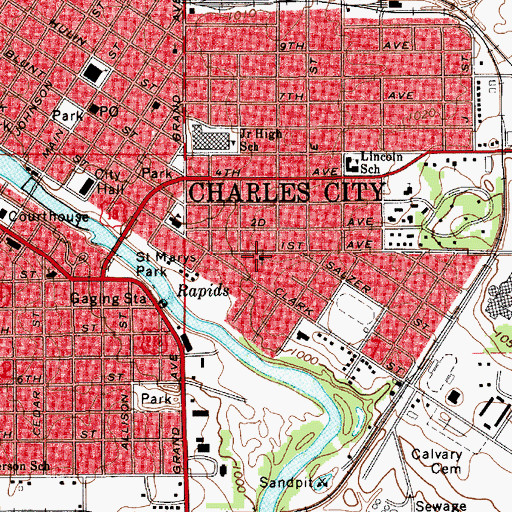 Topographic Map of Cross Evangelical Lutheran Church, IA