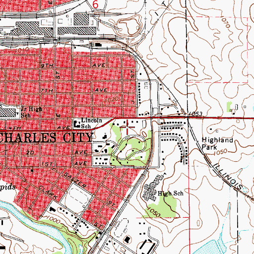 Topographic Map of Grace Episcopal Church, IA
