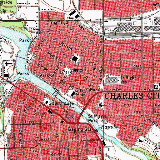 Topographic Map of Cedar Mall, IA