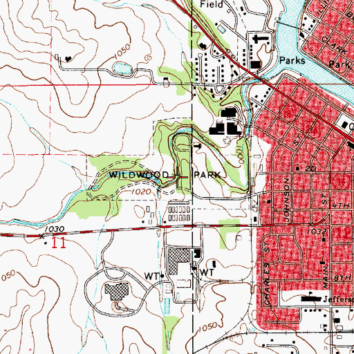 Topographic Map of Wildwood Golf Course, IA