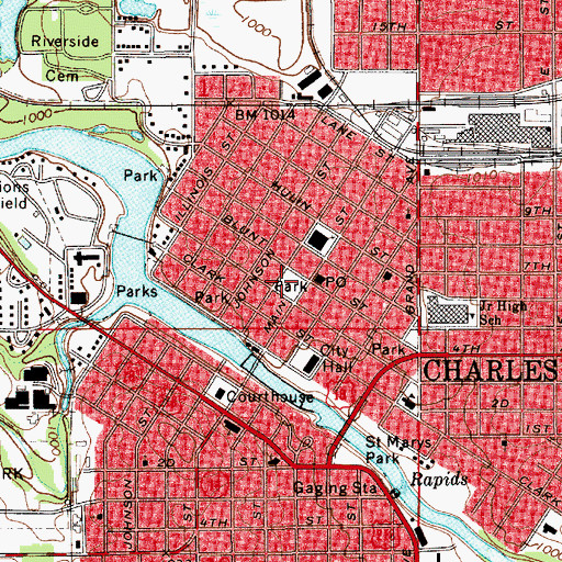 Topographic Map of Central Park, IA