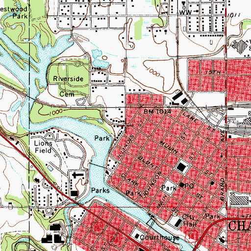 Topographic Map of Flora Ellis Park, IA