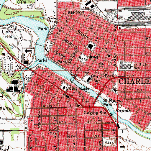 Topographic Map of Mill Race Park, IA