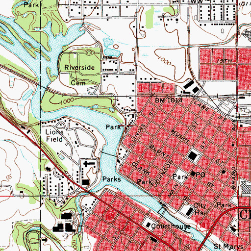 Topographic Map of Sunset Park, IA