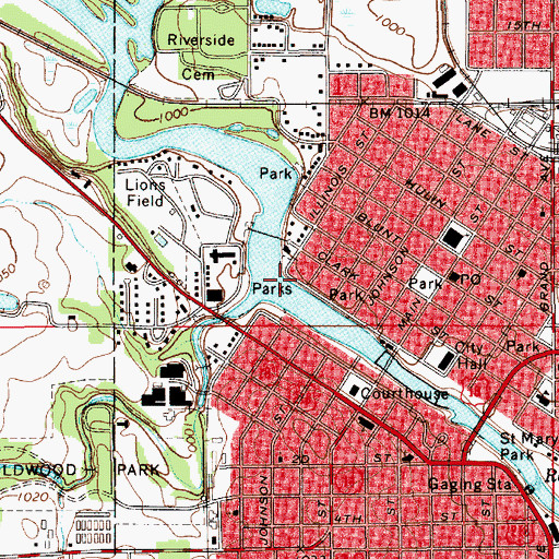 Topographic Map of Kate McLeod Park, IA