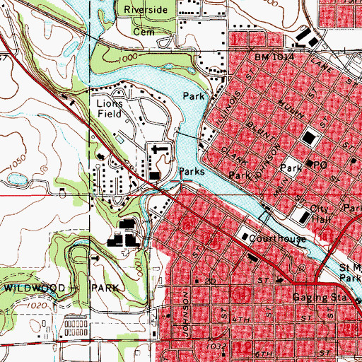 Topographic Map of Bayou Bend Park, IA