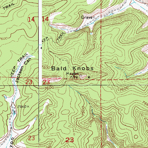 Topographic Map of Bald Knobs, CO