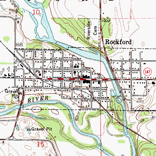 Topographic Map of Rockford Public Library, IA
