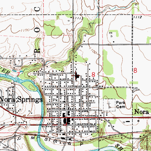 Topographic Map of Central Springs Middle School, IA