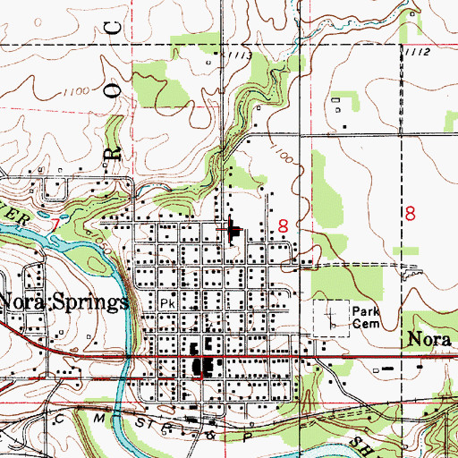Topographic Map of Central Springs Middle School, IA