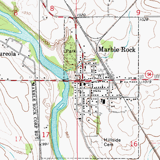 Topographic Map of Marble Rock Medical Clinic, IA