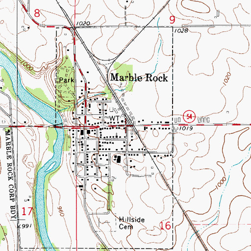 Topographic Map of Marble Rock, IA