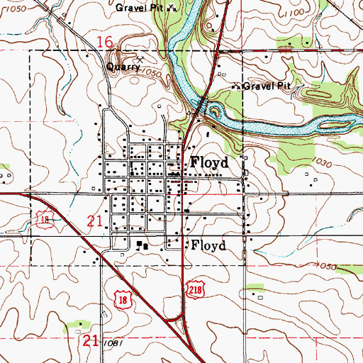 Topographic Map of Floyd Post Office, IA