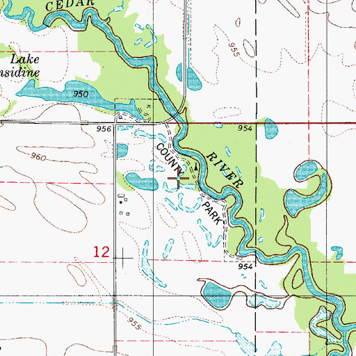 Topographic Map of Considene Lake Park, IA