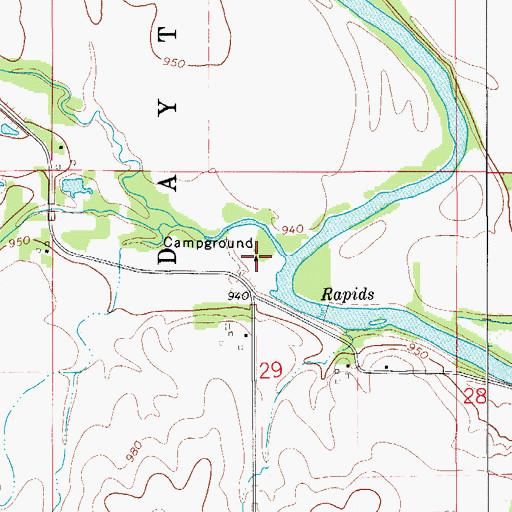 Topographic Map of Camp Comfort, IA